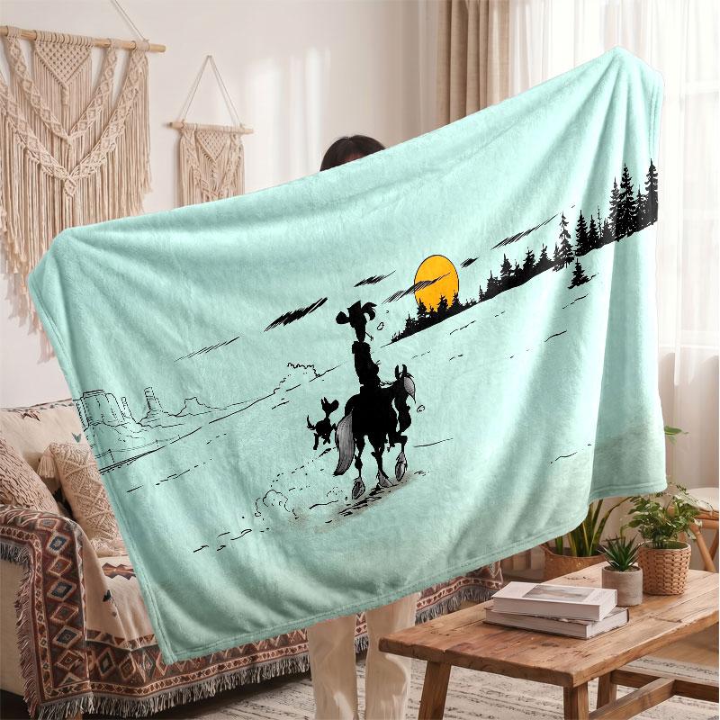 Warm Flannel BlanketLucky Luke Soft Cozy Throw Blanket for Bedroom Couch
