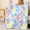 Soft Flannel Blanket, Solid Tie-Dye Warm Cozy Throw for Home Sofa Snuggle, Christmas & Halloween Decor