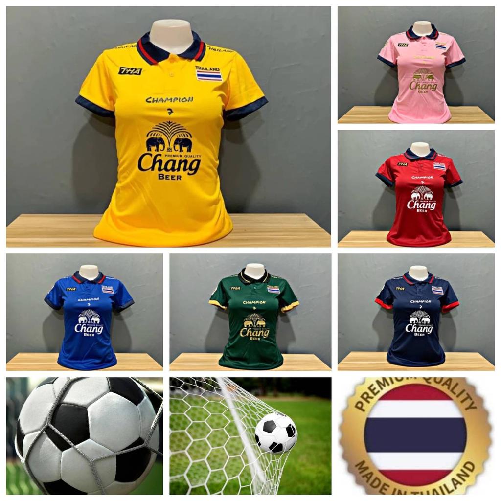 Thailand National Women Football Soccer Training JERSEY CHEER Fan Print Vintage Retro Elephant Quick Dry Polo Shirt Short Sleeve Uniform Sport Outdoor