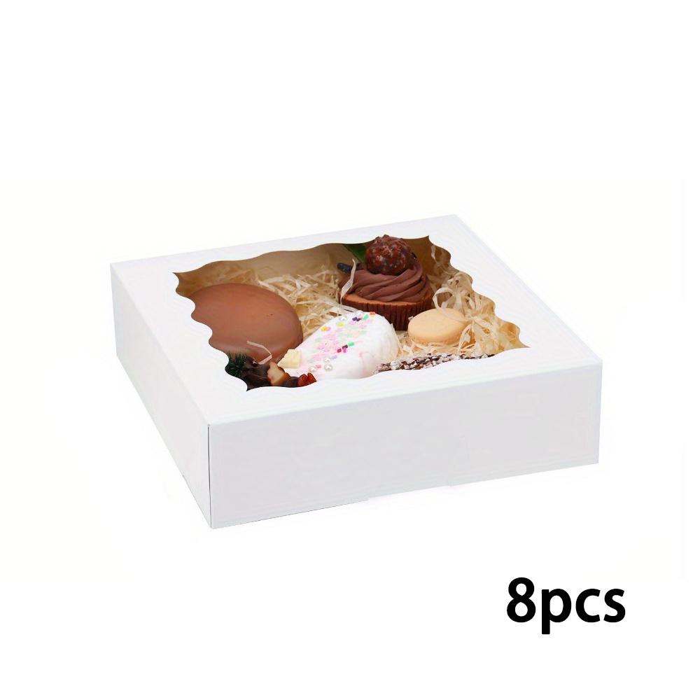 

8 шт. Белые подарочные коробки, коробки для сладостей с окном, подарочные коробки из крафт-бумаги для праздничных встреч, дней рождения, свадеб, Дня матери 8pcs 20.3*20.3*6.3cm