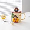Milk Fufu Cartoon Cute Cup Girls Ceramic Mug Couple Water Cup Home Office Breakfast Cup with Lid Spoon