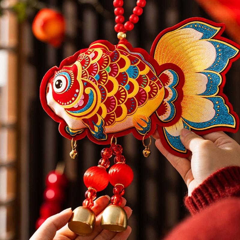 Year of Horse Festival Decoration Velvety Cotton Fabric Chinese New Year Ornaments for Entrydoor Wall Home Decoration