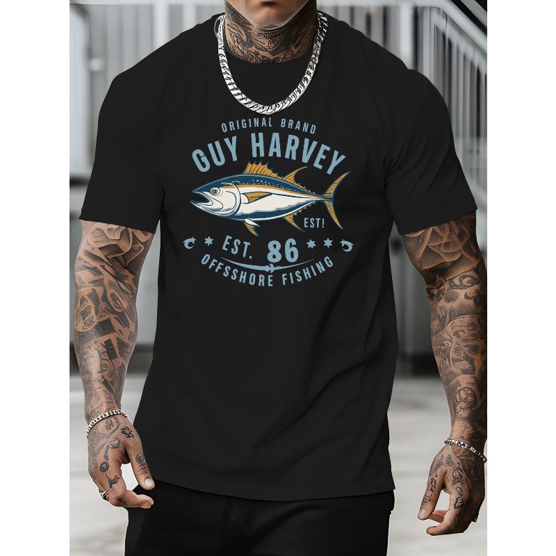 Fashion Men s Casual Short Sleeve Tee Trendy Printed Crew Neck Streetwear T-Shirt XXL чёрный