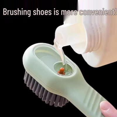 Press-Type Liquid Dispensing Shoe Cleaning Brush with Soft Bristles, Safe for Shoes