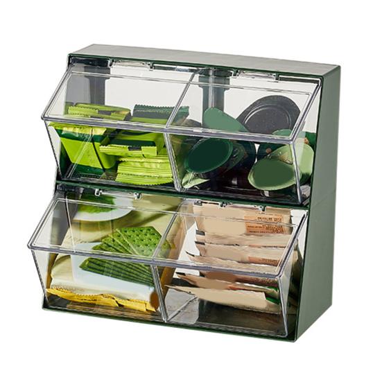 Tea Bag Organizer Transparent Storage Rack Large Capacity Multipurpose Countertop Stackable Tea Bag Holder Storage Container