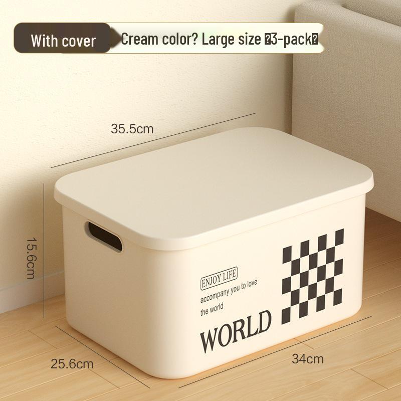 Rectangular Plastic Storage Box with Lid - Home Organizer for Snacks and Sundries