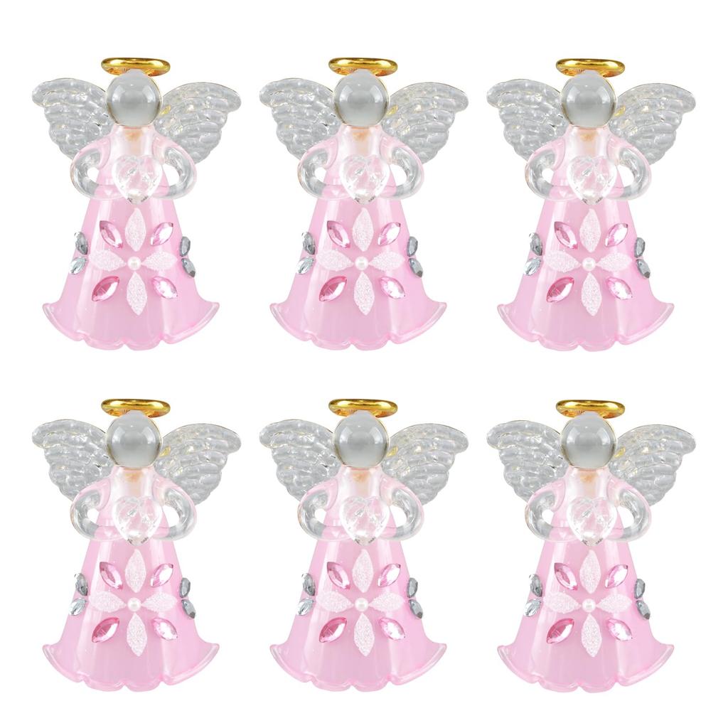 Fourcart Cute Handmade Glass Little Prima Angel Bells (Set of 6), Pink