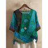 Ethnic Style Women's O Neck Digital Vintage Print Loose Shirt Oversized Half Sleeve Blouses Women Harajuku Casual Pullover