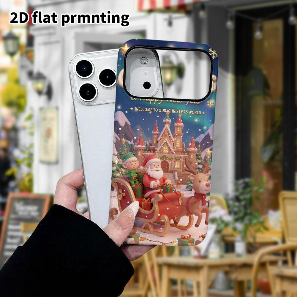 Phone Case: 2D flat design suitable for iPhone 18, 17, 16, 15, 14, 13 Pro film protective case, couple style, ice and snow castle, Christmas and Hallo
