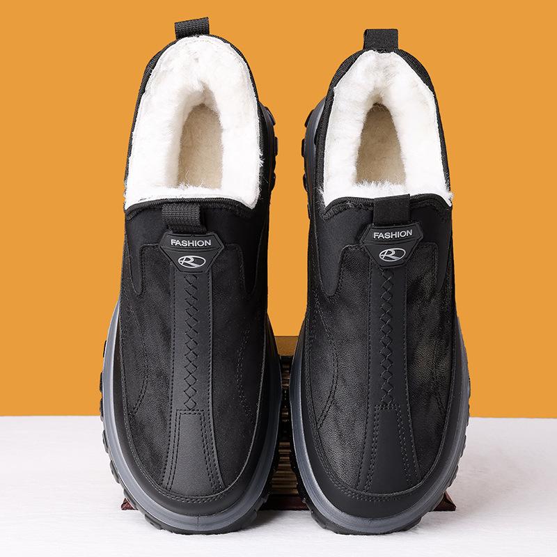 Winter Old Beijing Cloth Shoes Men's Cotton Boots with Velvet Warmth Dad Snow Boots Middle Aged Anti Slip Waterproof Elderly Shoes