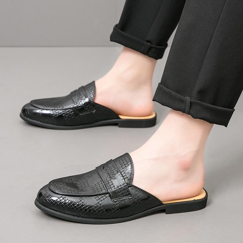 New Arrival Men Brown Black Half Slippers Driving Shoes Male Casual Mules Moccasins Breathable Loafers Zapatos Hombre