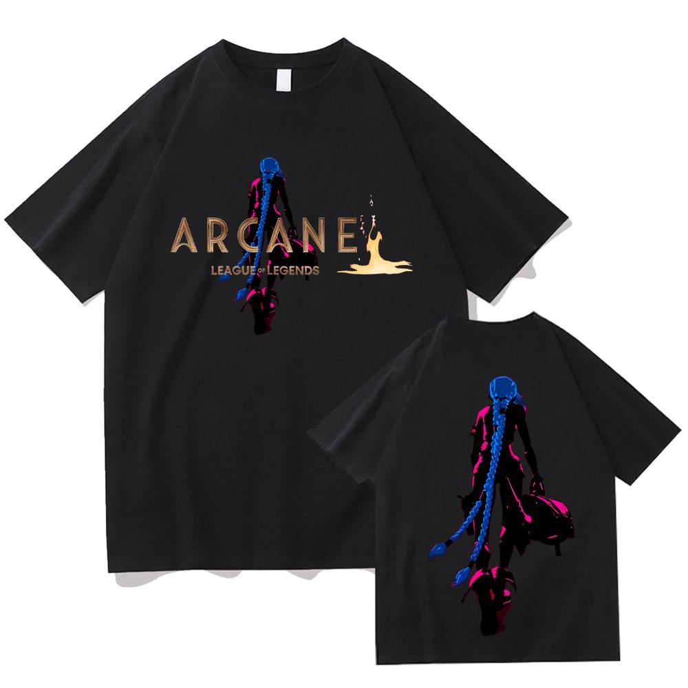 

Джинк Аркейн Новая Футболка Харадзюку Арт Эстетика Футболки С Круглым Вырезом С Коротким Рукавом Хлопковые Футболки Летние Унисекс Горячие Игровые Топы Одежда XS чёрный