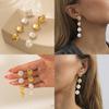 Chic 2023 Winter Gold Round Faux Pearl Earrings Stylish Long Design For Women