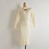 French Simplicity Pure Color Half Collar Cut Out Knitting Dress Women's Clothing Fall/Winter Slim Inner Match Mid-Length Bodycon Dress
