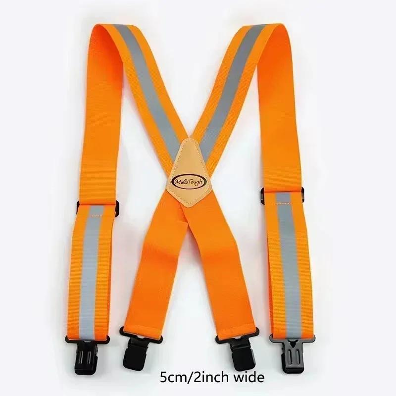 Heavy Duty Work Suspenders for Men X-Back Gripper Clasps Adjustable Strap Fully Elastic Adult Widen Men's Suspender