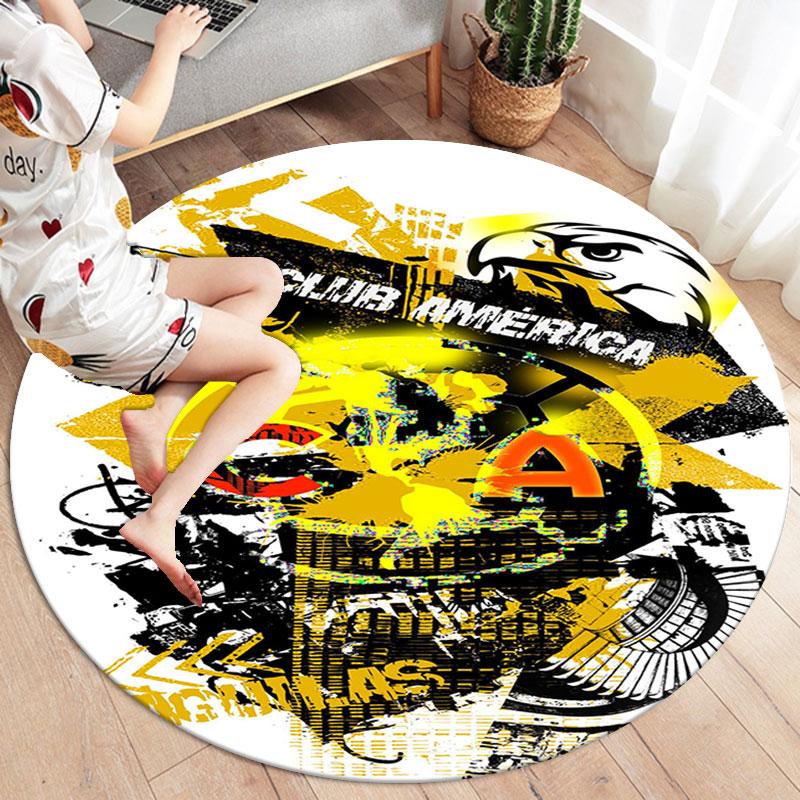 Club de Futbol América Round Area Rug,Carpet Rug for Living Room Bedroom Sofa Playroom Decor,Non-slip Floor Mat