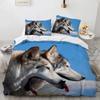 Wolf Duvet Cover Set Black White Wolf Yin and Yang Pattern Wild Animals Comforter Cover King Queen Size for Kid Boys Bedding Set