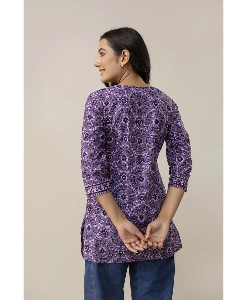 Women's Casual Regular Sleeves Printed Women Purple Top