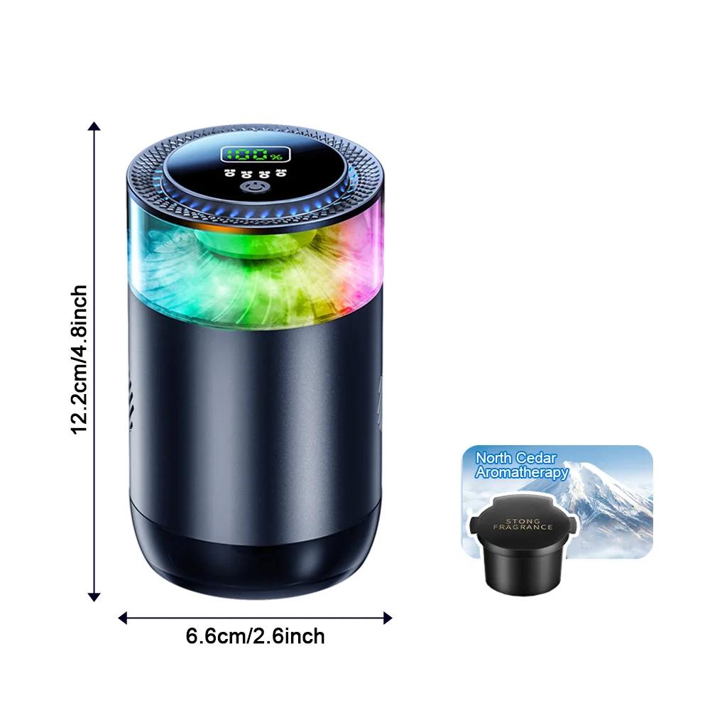Smart Car Air Freshener Rechargeable Car Aroma Diffuser Cloud Mist with Sound Pickup Lamp RGB Light for Automotive Interior 1 scent set