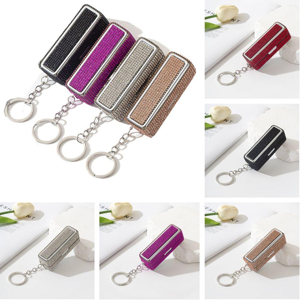Bling Lip Gloss Storage Case Keychain Portable Lipstick Holder Rhinestone Lipstick Box  Makeup