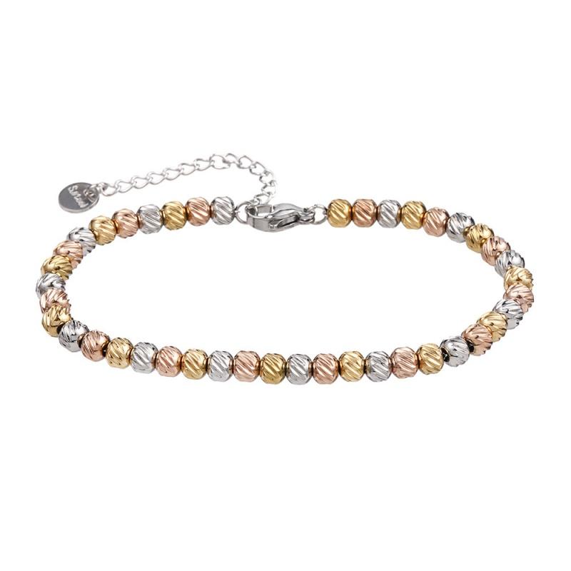 1Pcs Stainless Steel New Sculpt Texture Beads Chain Bracelets for Women Men Gold Plated Waterproof Fashion Jewelry Accessories