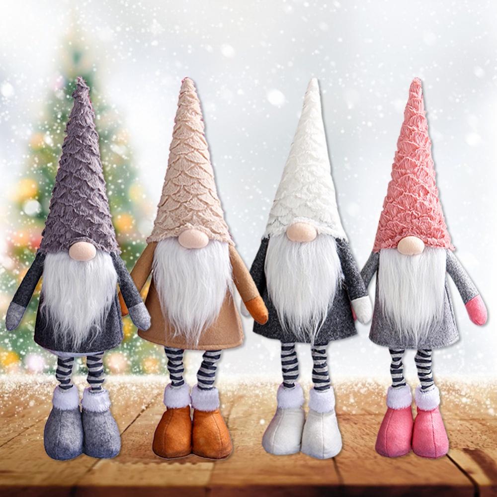 Christmas Gnome Plush Faceless Doll with Retractable Spring Legs Christmas Decorations For Home Desktop Ornament New Year Gift