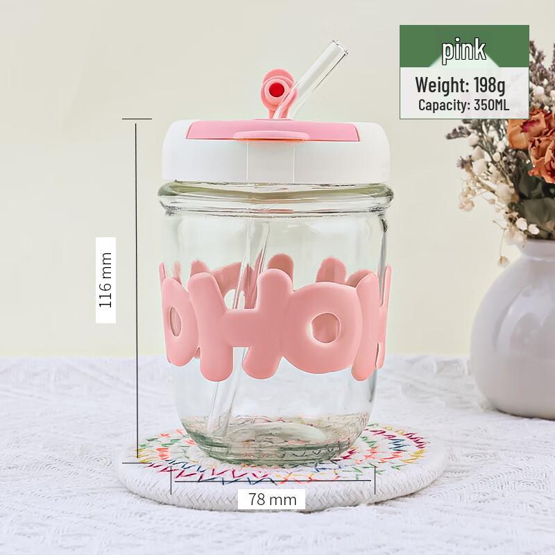 OLOEY Portable Glass Tumbler with Straw and Lid