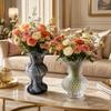 Clear Hobnail Glass Flower Vase with Ruffled Rim, Handmade Bubble Texture Vase for Home Decor