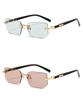 Trendy Rimless Rectangle Sunglasses Frameless Fashion Shades Punk Sunglasses Gradient Men Women UV400 Eyewear Driving
