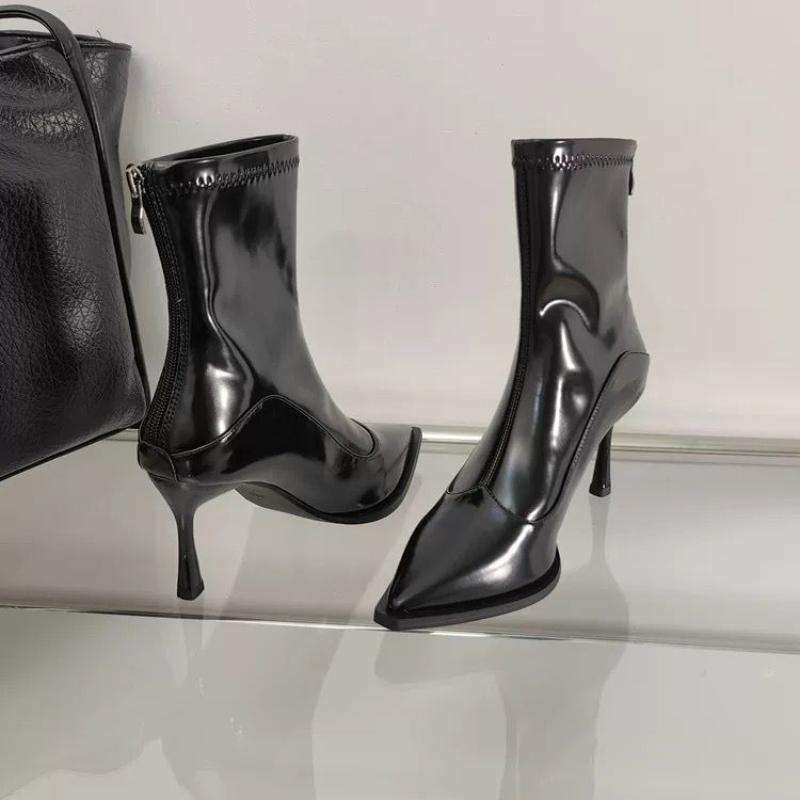 Autumn Winter Women Slim Ankle Boots Fashion Elegant Pointed Toe Shoes Thin High Heel Women's Morder Short Booties