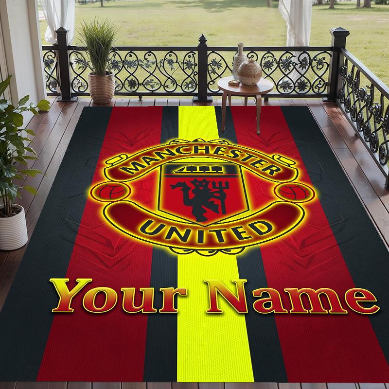 Custom Text Printed Rug Manchester United Non Slip Floor Carpet For Home Room Decor