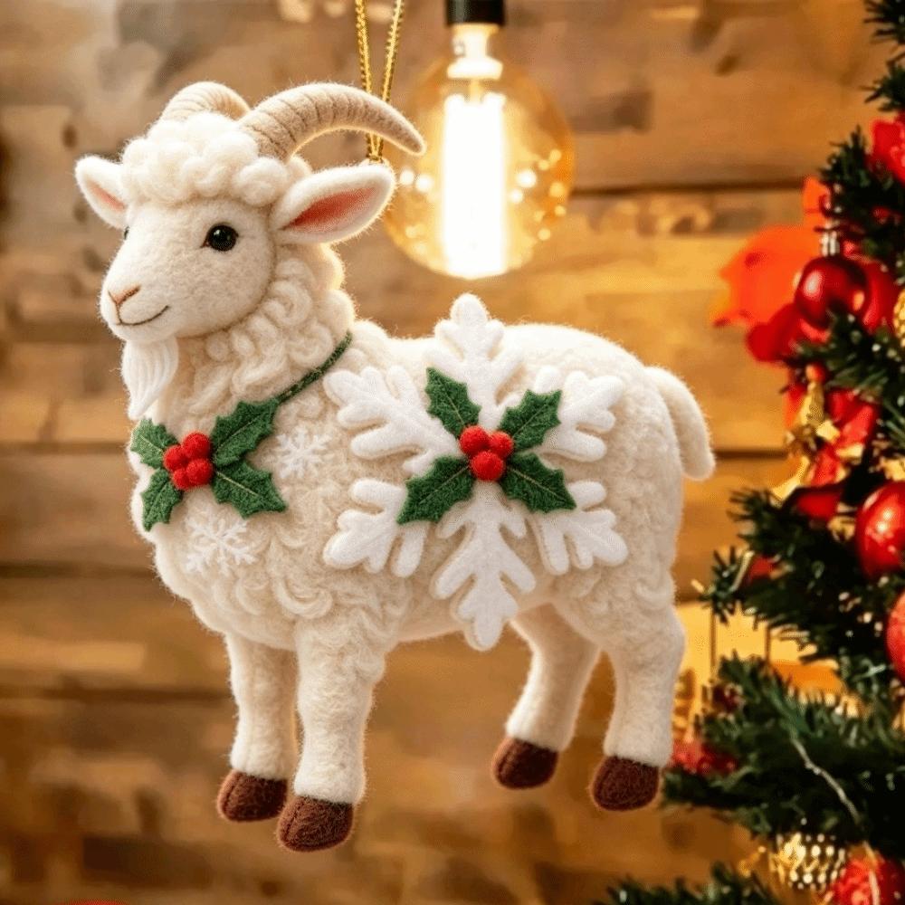 Acrylic Goat Pendant with Snowflake Goat Car Ornament Goat Hanging Ornament Christmas Tree Decor