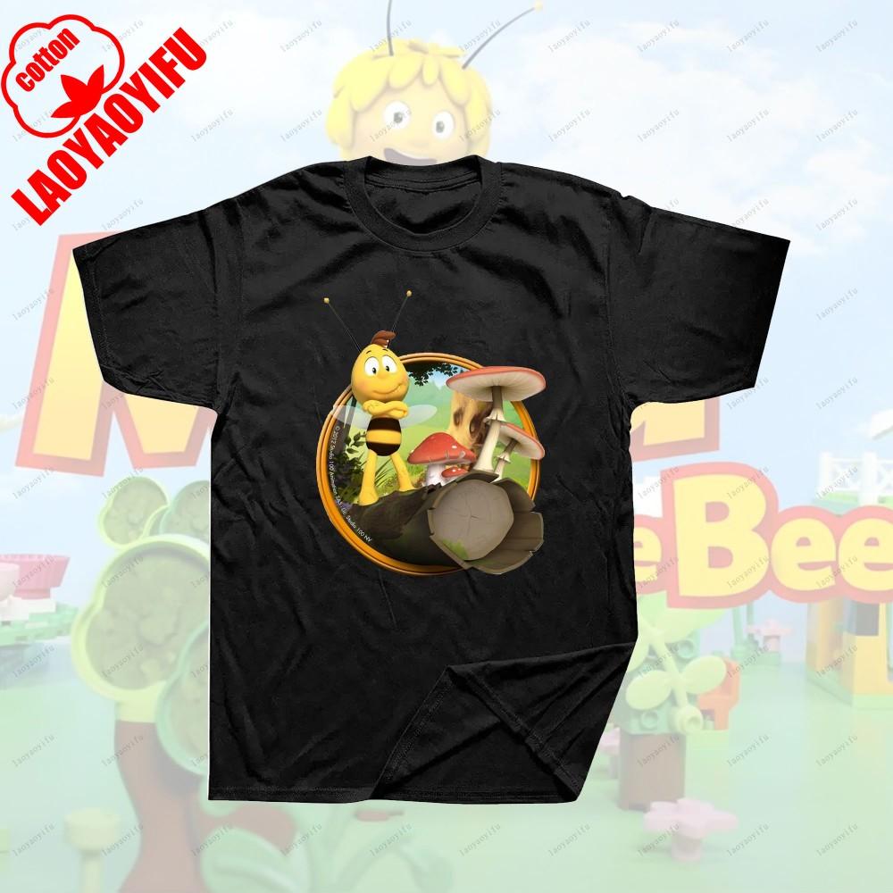 Maya The Bee Movie Cartoon Character T-shirts Maya The Bee Movie Kawaii Cartoons T Shirt Summer Breathable Camisetas