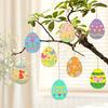 40Pcs Easter Wooden Egg Ornaments, Assorted Blank Wood Slices with Ropes, DIY Crafts Pendant for Spring Home Holiday Party Decor