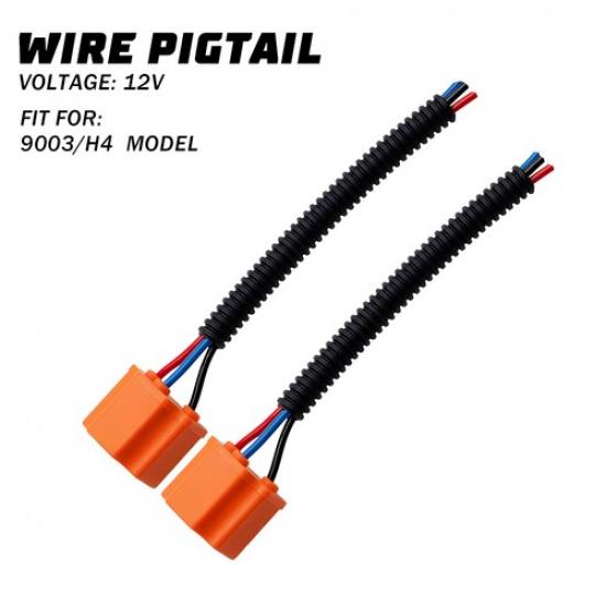 2x Female 9003 H4 Socket LED Replacement Headlight Connector Wire Harness Plug