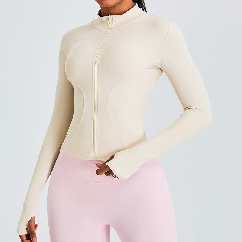 Naked Slimming Yoga Jacket For Women, Autumn And Winter Stand Up Collar Long Sleeved Zipper Cardigan, Slimming Sports And Fitness Clothing Top