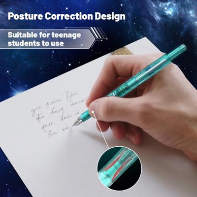 Fountain Pen Retractable 0.38mm Black Ink Fine Nib Pen Set with Transparent Barrel And 5 Ink Cartridges for Calligraphy Journaling Doodling Sketching