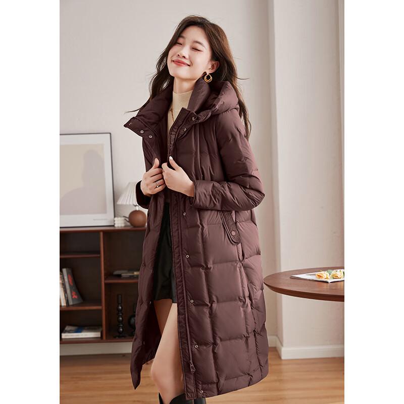 

Женская длинная зимняя куртка с капюшоном на утином пуху 2XL