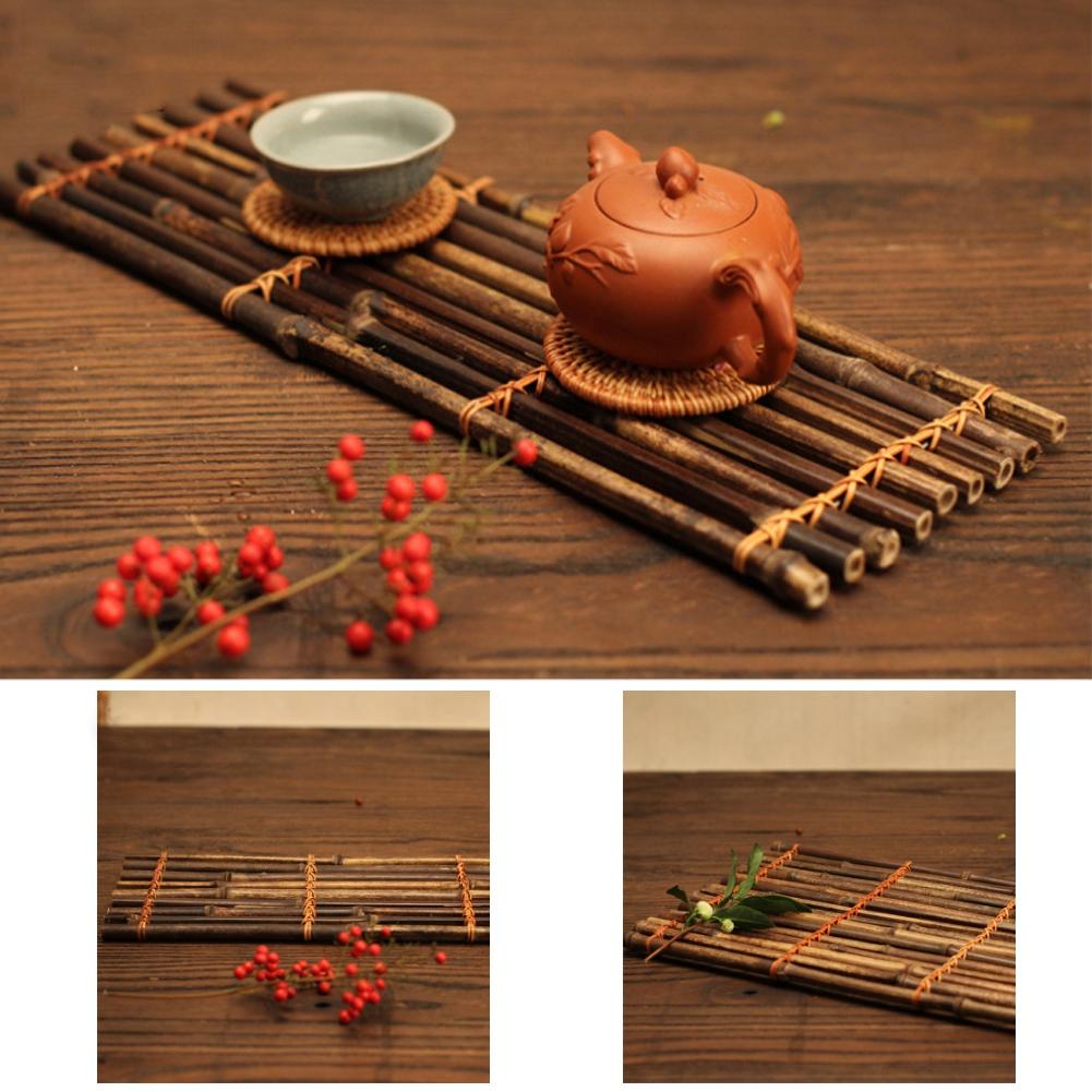Handcraft Tea Table Bamboo Placemat Tea Cup Tray Pad Tea Set Ceremony AccessoriesTea Tray 25x40cm