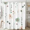 Colored Shower Curtain Plastic Hooks Modern Abstract Floral Design Chic Bathroom Decor