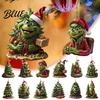Acrylic Christmas Ornament Green Hair Elf Decoration Reusable Holiday Decor Xmas Tree Car Rearview Mirror Hanging Pendant Party Supplies Gift Durable