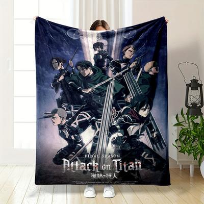 Attack On Titan Final Season Team Print Flannel Blanket for Bedroom, Living Room, Sofa, and Nap Sofas