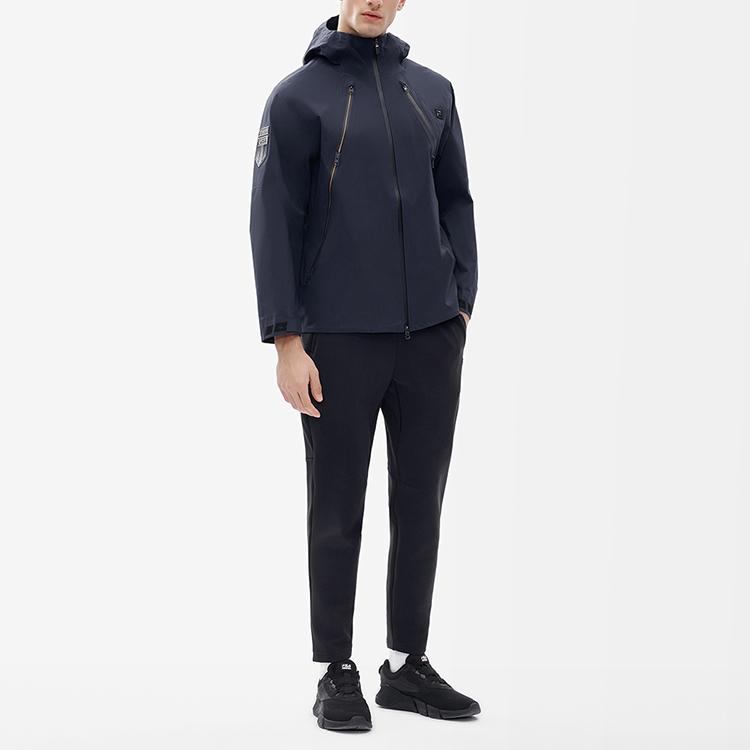 FILA Fleece Hooded Jacket With Front Zipper Men Jackets Navy-Blue A11M211707F-NV