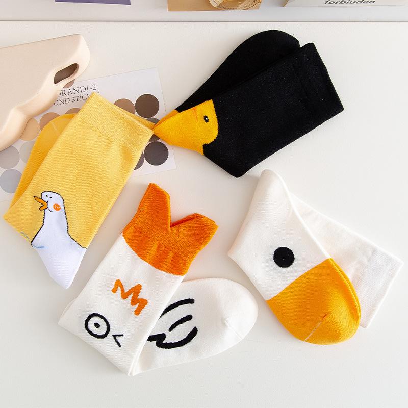 Socks Women, Creative Funny Duck Tide Socks Xiaohongshu Cartoon Cotton Couple Tube Socks