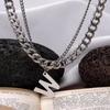 Titanium Steel Personalized Letter W Necklace Double Layer Stacked Sweater Chain Versatile Simple Hip Hop Cuban Chain Korean Style Unisex Trendy