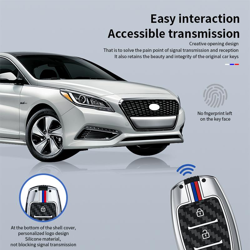 Styling Mouldings Car Alloy Key Case For Hyundai Palisade Grandeur Azera Elantra GT Kona 2018 2019 Smart Remote Fob Protector Co