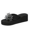 Mid Heel Wedges Modern Slippers Summer Outside 2025 High Quality Shoes Female Butterfly-knot Solid Novelty Women's Slippers