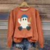 Women's Fashion Long Sleeve Halloween Print Round Neck Sweatshirt Top