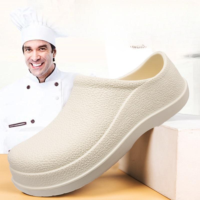 Fashion Men Chef Shoes Man Summer Beach Slippers Water-proof Oil-proof Kitchen Shoes Non-slip Garden Clogs Hotel Work Shoe EVA Sandal