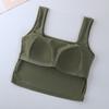 Ice Silk Wide Strap Camis Women Solid Color Square Neck Crop Tops Fashion Padded Tube Top Female Sleeveless Camisole